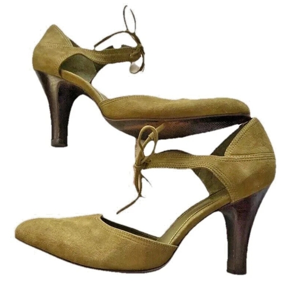 ANTONIO MELANI Tan Flats with Pointed Toe and Adjustable Ankle Strap - Picture 3 of 6